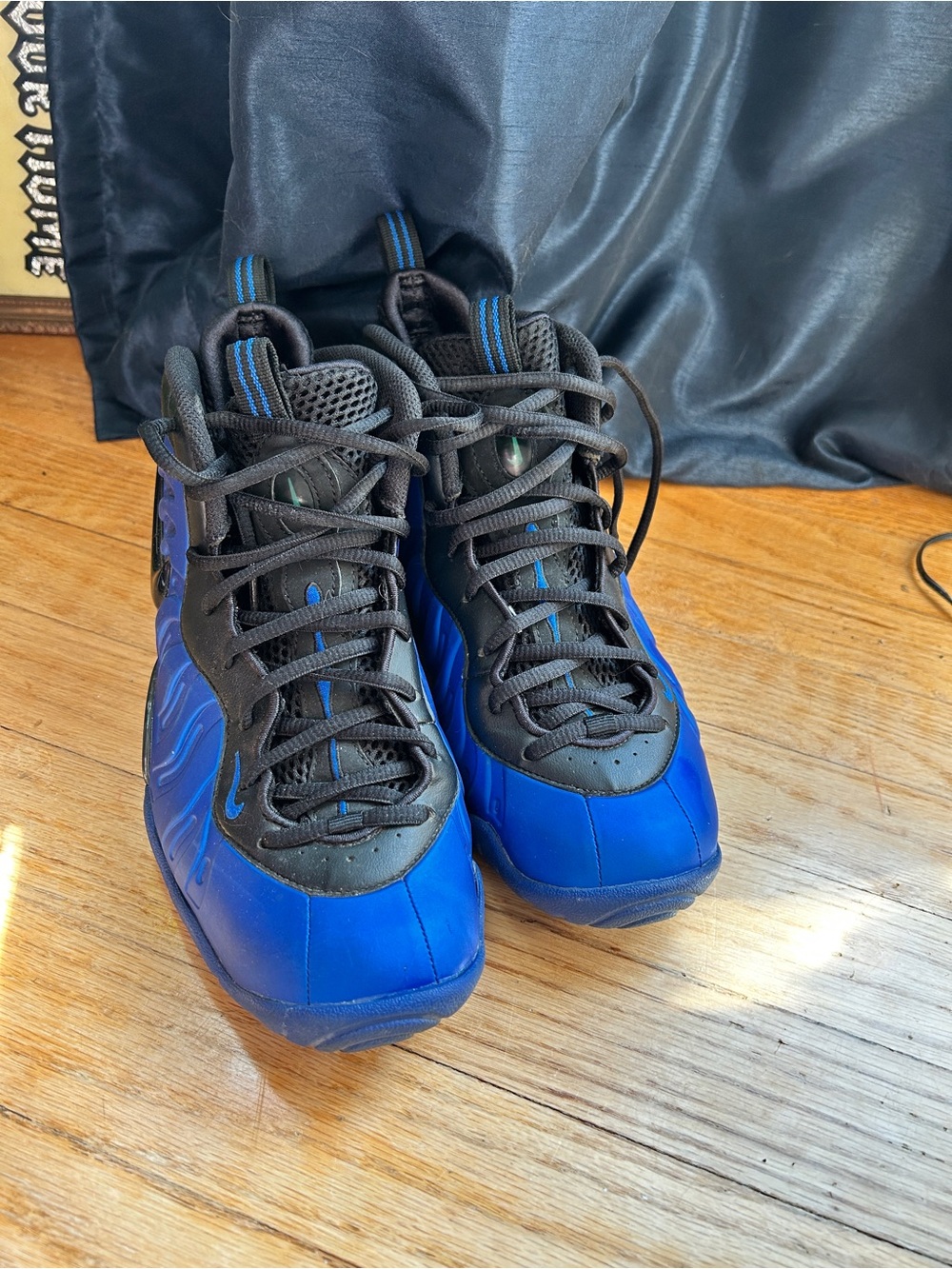 Nike Air Foamposite Pro  Blue Black Boys 7Y 644792-402 High Top Sneaker